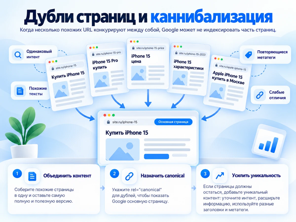 Дубли страниц и каннибализация поискового интента
