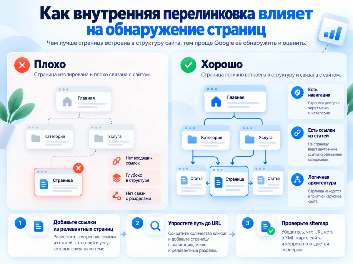Как внутренняя перелинковка влияет на обнаружение страниц