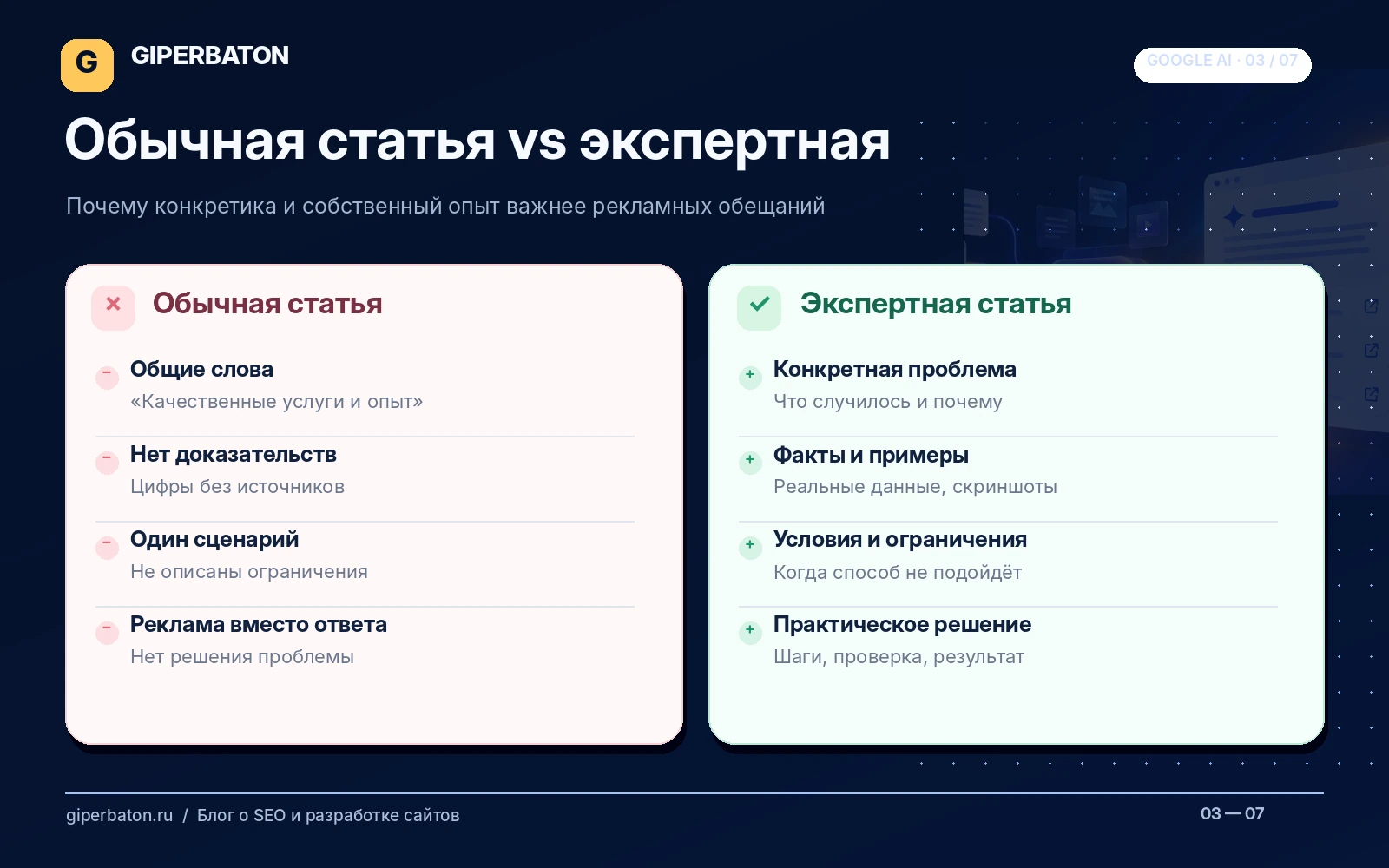 Обычная статья и экспертная статья: сравнение качества контента
